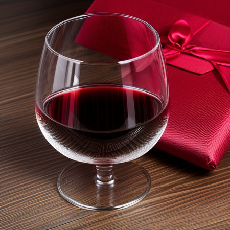Red wine glass and gift boxの素材
