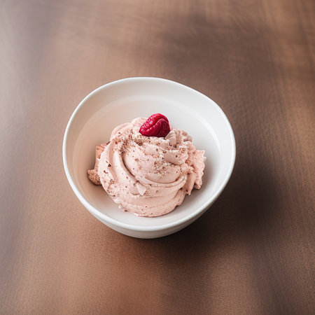 Berry, vanilla and chocolate ice cream scoopsの素材