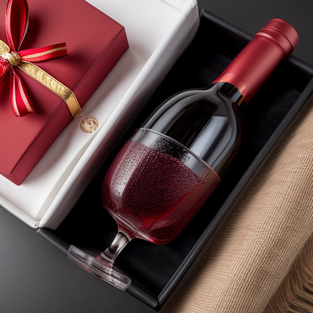 Red wine glass and gift boxの素材
