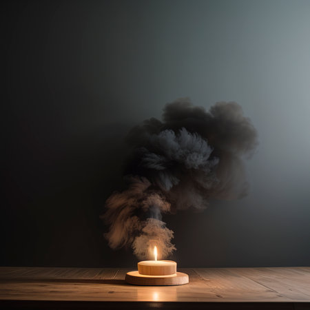 Fog In Darkness - Smoke And Mist On Wooden Tableの素材