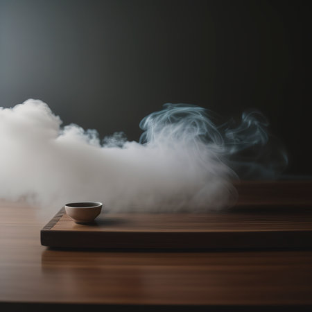 Fog In Darkness - Smoke And Mist On Wooden Tableの素材