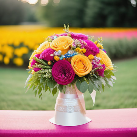Colorful Wedding Bouquet Beautiful Romantic Flowersの素材