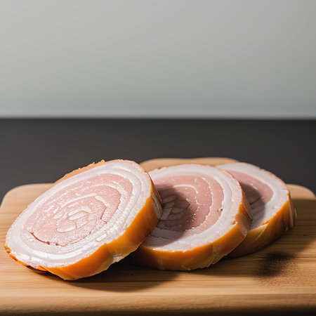 streaky pork isolated on white backgroundの素材