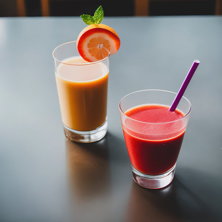refreshing fruit juices when drinking helps to be healthyの素材