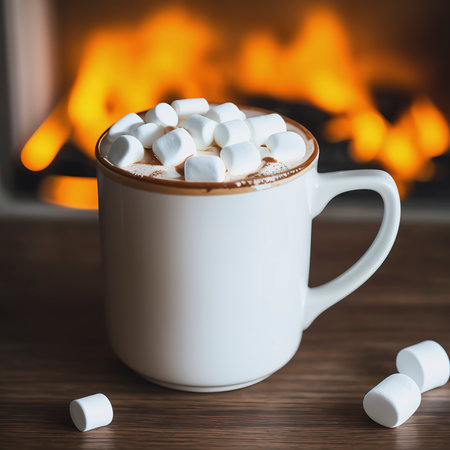 cup of hot chocolate with marshmallowsの素材