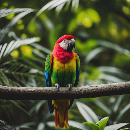 Colorful Sweet Parrot in Green Natureの素材