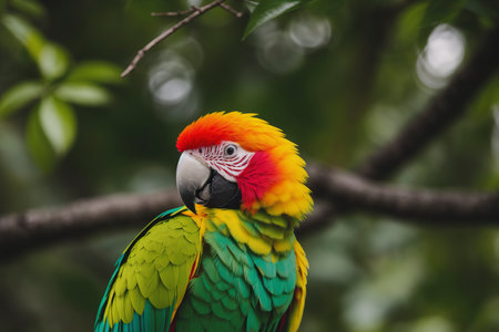 Colorful Sweet Parrot in Green Natureの素材