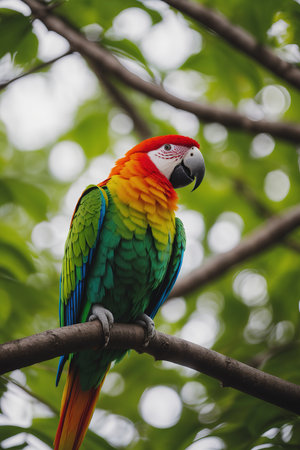 Colorful Sweet Parrot in Green Natureの素材