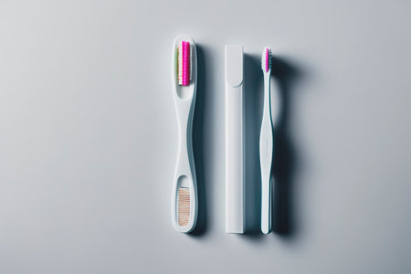 toothpaste toothbrush isolated on white backgroundの素材