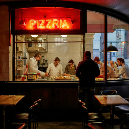 Slice of Life in a Bustling Pizzeriaの素材