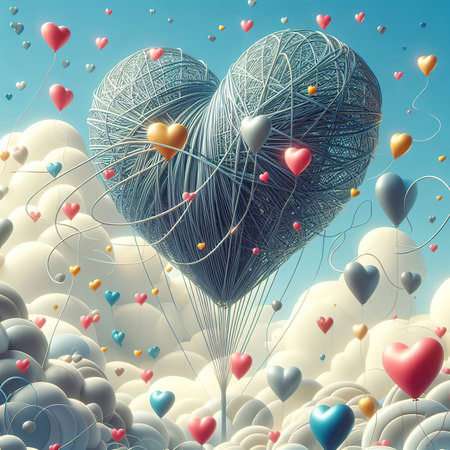 3d heart shape with balloonsの素材