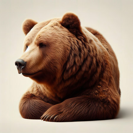 A brown bear male specimen, taken out of profileの素材