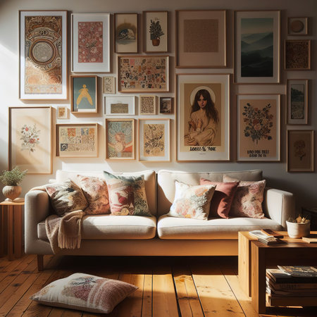 Posters in living room interiorの素材