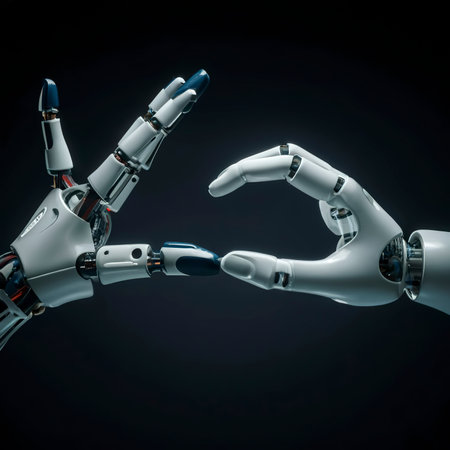 AI machine learning hand robot and humanの素材