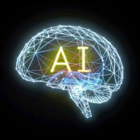 An image of a brain with a glowing sign that says aiの素材