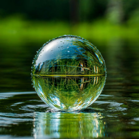 Shiny sphere drops vibrant color in celebrationの素材