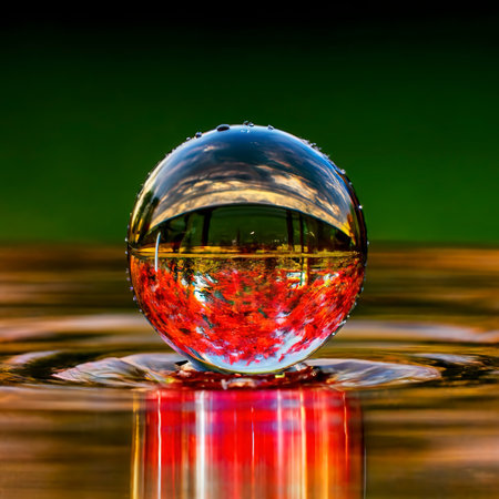 Shiny sphere drops vibrant color in celebrationの素材