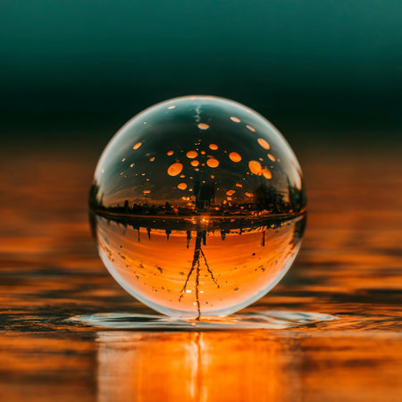 Shiny sphere drops vibrant color in celebrationの素材