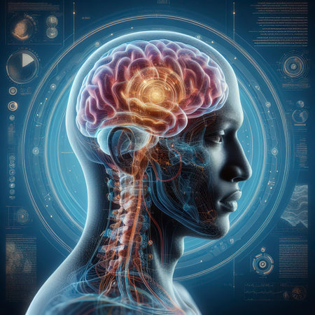 Representation of human brain in transparent glass displayの素材