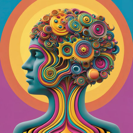 Head colorful surrealism psychedelic stock illustrationの素材