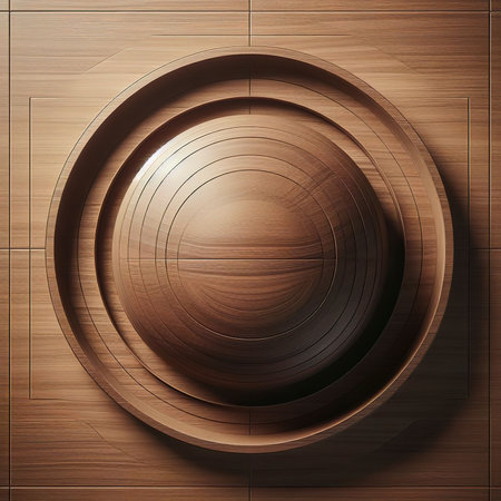 A top-down perspective of a brown wood textureの素材