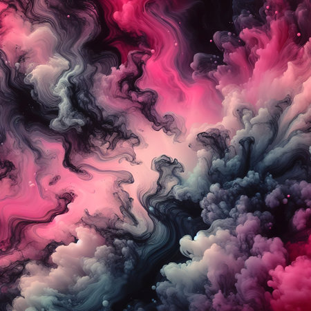 Black and pink ink background colorful fog abstract swirling ocean acrylic paintの素材
