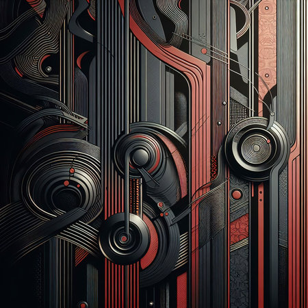 Black and red wallpaper with a red and black backgroundの素材