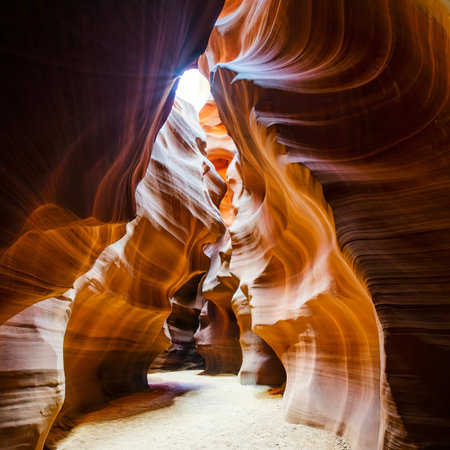 Beautiful shot of the antelope canyon lights and rocks arizona in the usaの素材