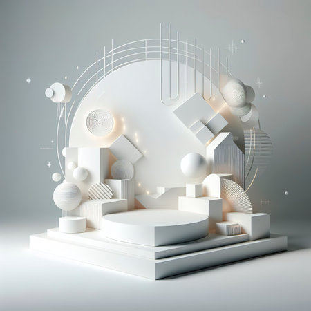 Abstract Minimal Modern White Podium Platform For Product Display Showcaseの素材