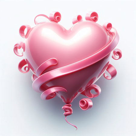 Pink heart on isolated backgroundの素材