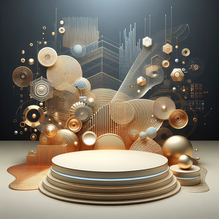 3D rendering abstract platform podium product presentation backdropの素材