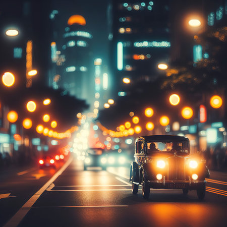 Bokah light car in the Cityの素材