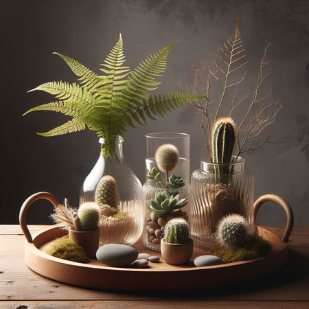 Home plant in vase decoration arrangementの素材