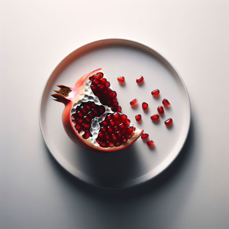 Half of pomegranate on a white backgroundの素材