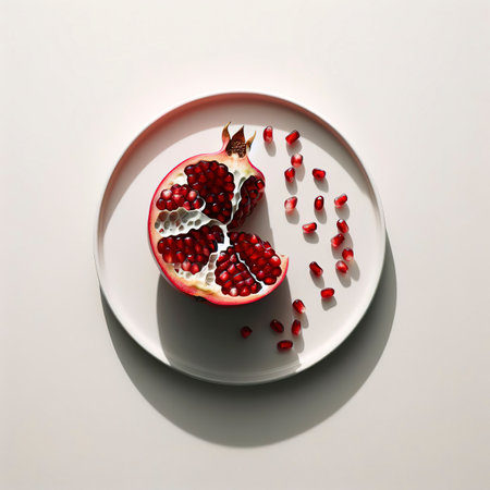 Half of pomegranate on a white backgroundの素材