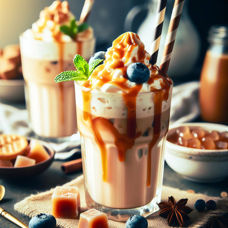 Iced caramel milk shake glass - Color filter Processingの素材