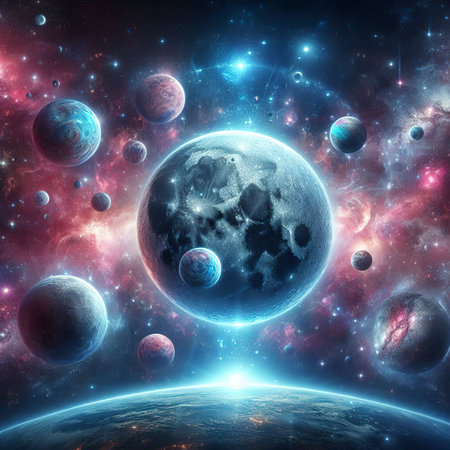 super blue moon in the galaxy backgroundの素材