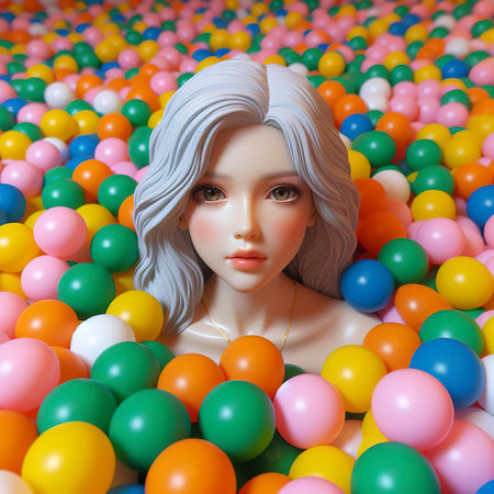 The colorful plastic balls that are in the ball pits for children to playの素材