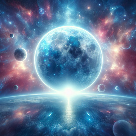 super blue moon in the galaxy backgroundの素材
