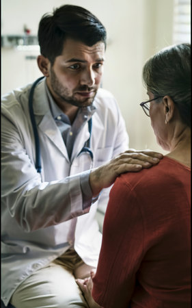 Doctor performing a medical checkup on patientの素材