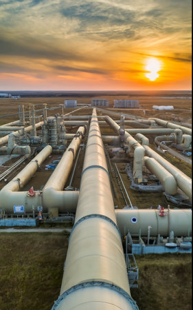 Large oil pipeline and gas pipeline in the process of oil refining and the movement of oil and gasの素材