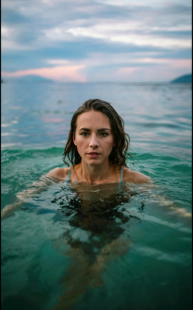 Medium shot woman swimmingの素材