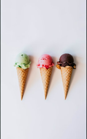 group of colored ice cream on a stick on white. summer dessertの素材