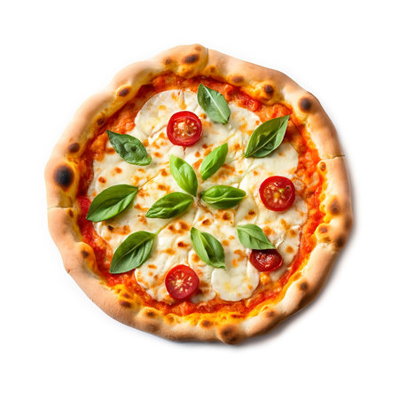 Italian Pizza Margarita isolated on white. design, restaurant, menu, advertisingの素材