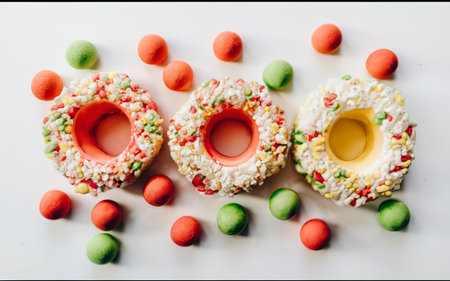 Close up of candies on white backgroundの素材