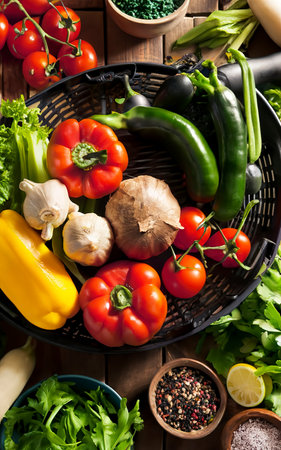 Shopping or delivery of fresh and healthy vegetarian food conceptの素材
