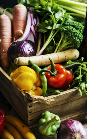 Shopping or delivery of fresh and healthy vegetarian food conceptの素材