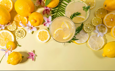 Summer lemonade background with copy space for a textの素材