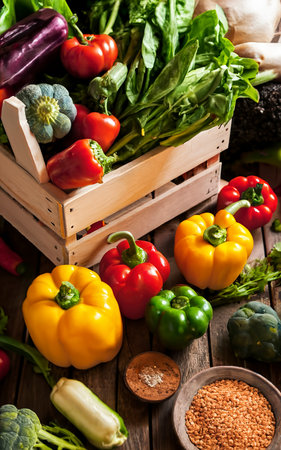 Shopping or delivery of fresh and healthy vegetarian food conceptの素材