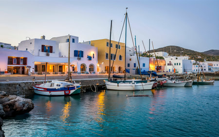 old port in Paros at sunset. Greeceの素材